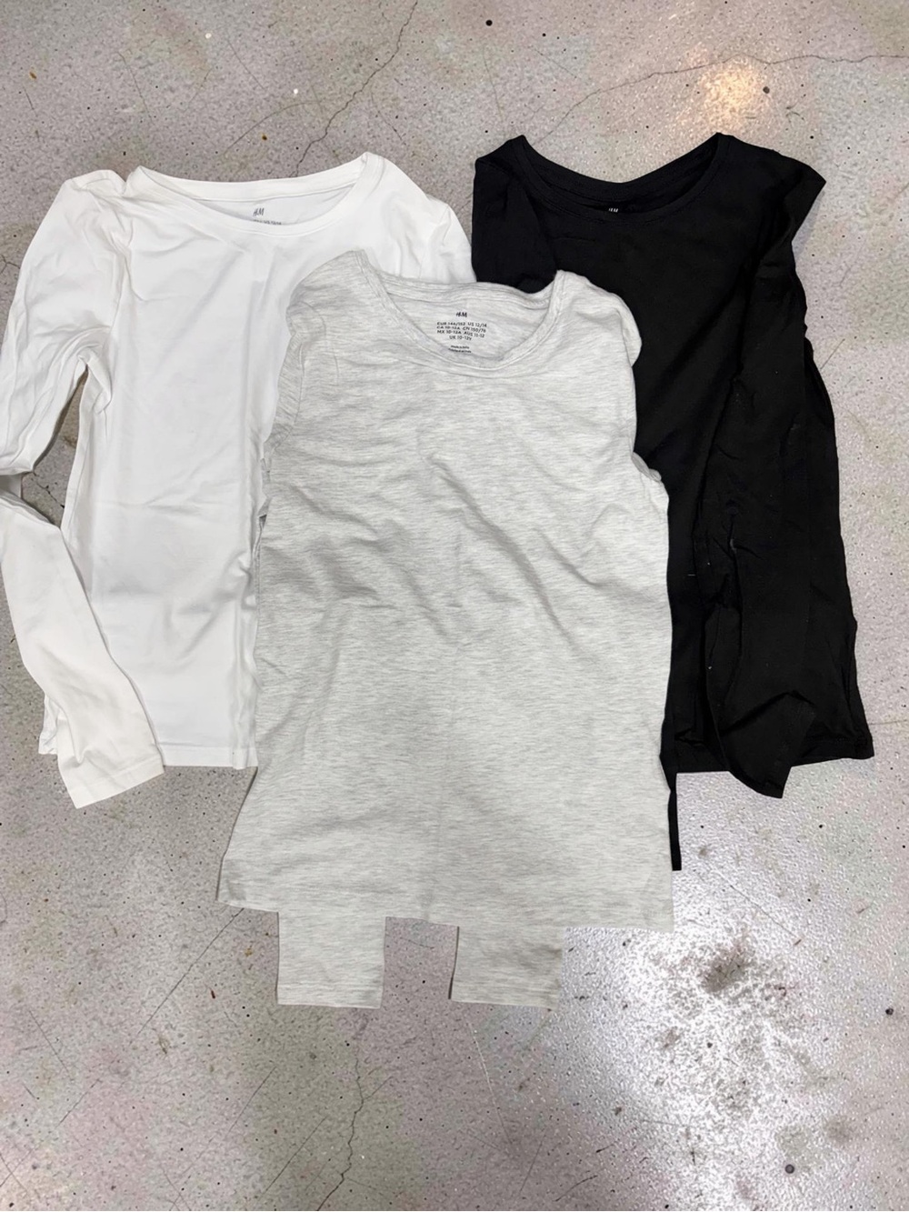 H & M Kids Basic long sleeve Tee Pack - White, Light Gray & Black